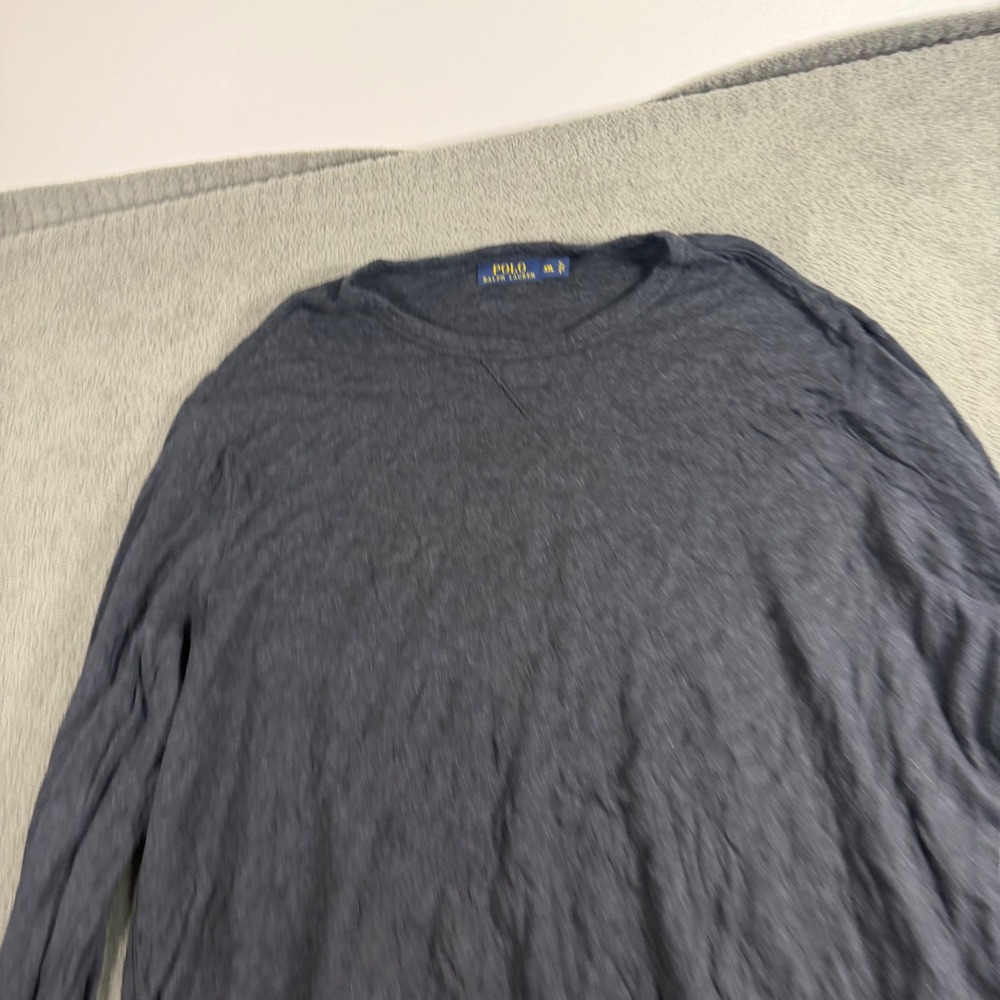 Polo Ralph Lauren Mens XXL Navy Blue Long Sleeve Crew Neck Shirt Ribbed Hem